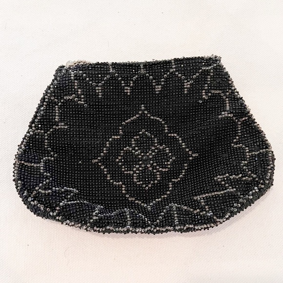 Vintage Black Beaded Small Soft Sided Evening Clutch - Picture 2 of 6